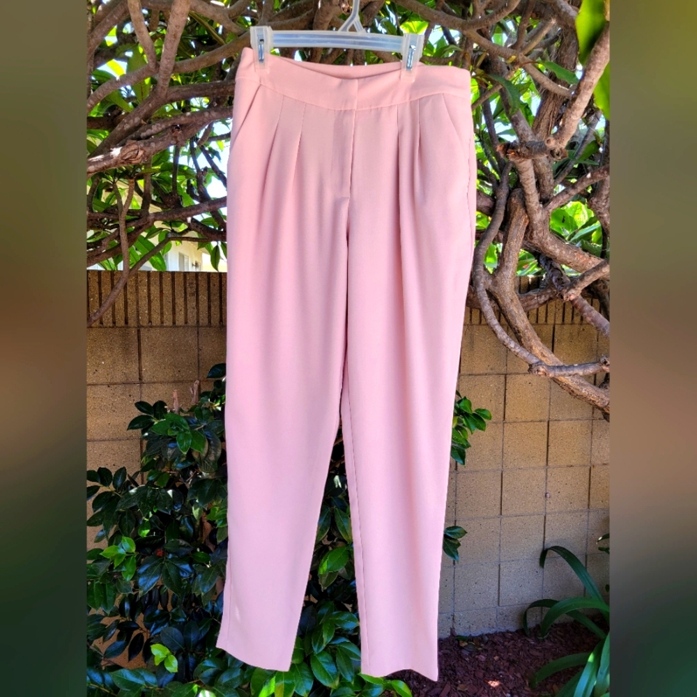 Cleo Apparel Elegant Pink Women's Pants With Pockets Size Small